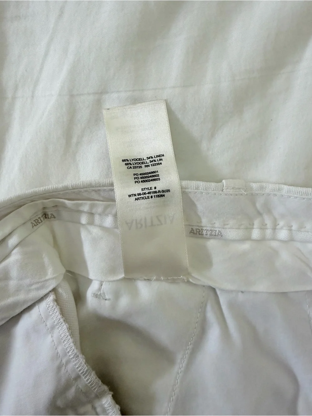 Aritzia The Effortless Pant White Linen Lyocell Pleated Wide Leg Pants Size 0